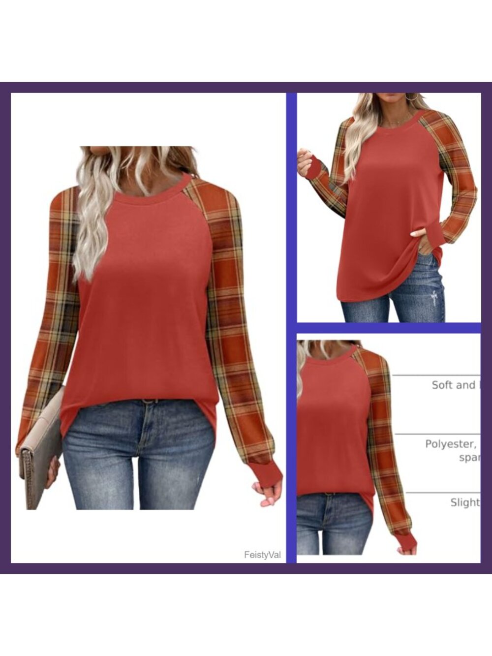 Womens Color Block Raglan Long Sleeve Crewneck Tee Casual Fall Top